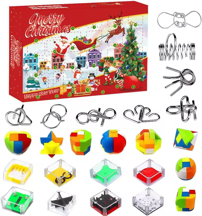 Calendario de Aventuras Navideño de Metal y Plástico Rompecabezas de 24 Piezas para Adultos - 1