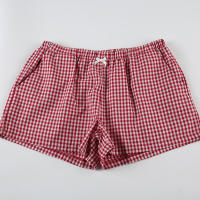 BUNO-Pantalones cortos con estampado de cuadros Vintage para mujer, pantalones cortos elásticos de cintura baja con botones frontales, Boxers, ropa de calle, Mini pantalones cortos a cuadros de tiro bajo - details 17