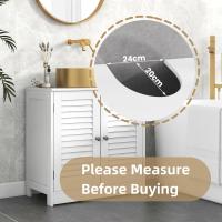 Armario bajo lavabo, corte en forma de U, mueble bajo lavabo con 2 puertas de persiana y 2 estantes, armario de suelo de baño, 60x30x60cm - details 9