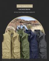Chaleco De Hombre Para Otoño Y Primavera Chaleco Sin Mangas De Algodón Y Poliéster Con Bolsillos Multípleulos Estilo Casual Diario Cierre De Cremallera - details 1