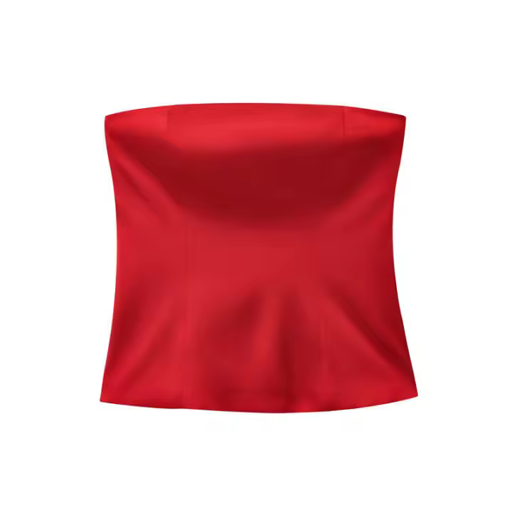 OUWU- Moda Mujer Top Sin Tirantes Camisetas Nueva Elegante Primavera Verano Ropa Elástica Sin Mangas - 1