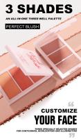 Resaltador de contorno de rubor 3 en 1, paleta de maquillaje, polvo de rubor facial Mineral mate para mejillas, iluminador brillante, bronceador - details 2