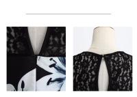 Lace patchwork summer women a line elegant vintage party dress with belt - details 27