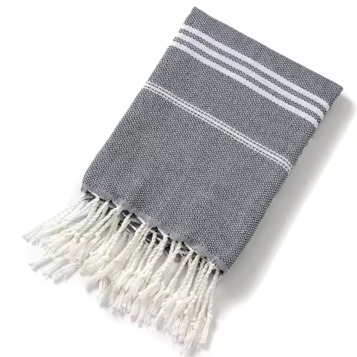 Toalla de baño deportiva turca a rayas de algodón con borlas, viaje, gimnasio, Camping, Sauna, playa, piscina, manta absorbente, fácil cuidado - 1