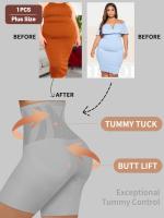 1 juego de ropa interior de mujer de talla grande, cintura alta, control de barriga, moldeado y levantamiento, sin costuras, cortos cuadrados. - details 3
