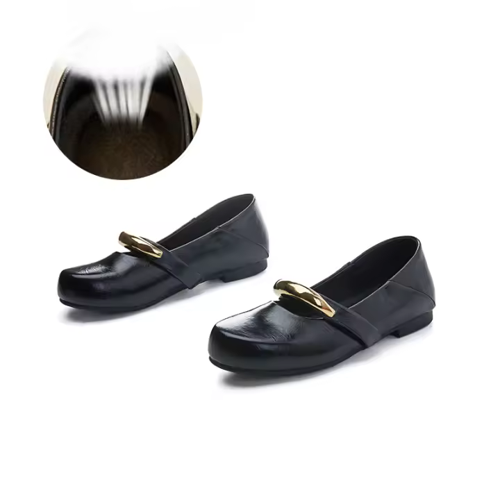 Zapatos Mary Jane de cuero, nuevos zapatos planos con correa de metal, solo zapatos de mujer, temperamento retro, zapatos casuales de mujer - 1