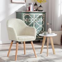 Silla de Comedor Estilo Vintage Juego de 1, Silla Cocina, Silla Nordica con Respaldo y Reposabrazos, Tela Pana, Estructura de Madera, Sillas para Tocador, Escritorio, Crema, EZS26cm-1 - details 3