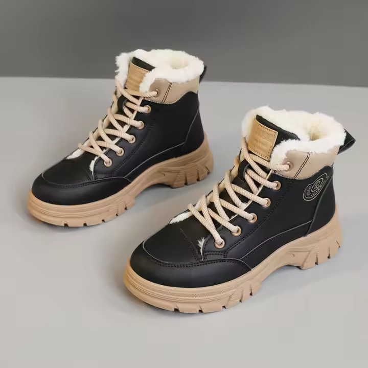 Zapatillas de Mujer de Altura Alta para Invierno 2024 Calzado de Plataforma de Vellón Cálido con Lining de Vellón Estilo Coreano Ins para Estudiantes - 1