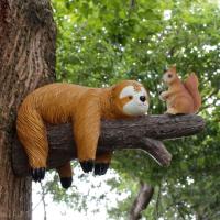 Perezoso de resina y árbol de ardilla colgante, bonitos adornos creativos de animales, estatua impermeable, exquisitas decoraciones para árboles, colgante para el hogar - details 1