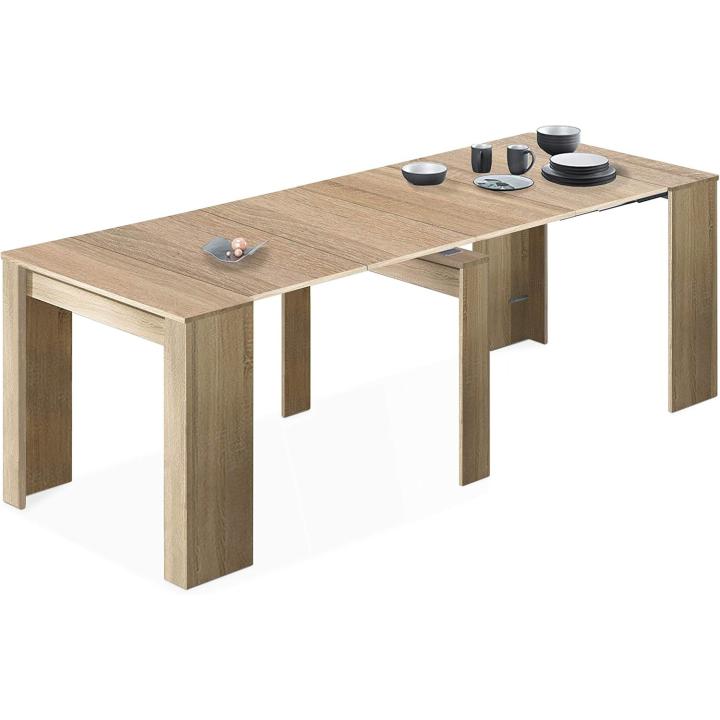 Mesa de Comedor, Consola, Mesa Extensible, Mesa para Salón recibidor o Cocina, Acabado en Roble Canadiense, Medidas: 50-235 cm (Largo) x 90 cm (Ancho) x 78 cm (Alto)