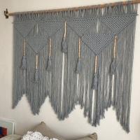 Colgante de pared de macramé tejido a mano, cuerda de algodón Bohemia, tapiz Boho, decoración del hogar, gris - details 2