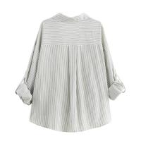 Novedad de Verano Blusa de Lino Mezclado para Mujer Top Sencillo Informal con Borde enrollado - details 3