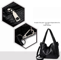 Bolso de mano de gran capacidad para mujer, bolso de hombro tipo bandolera de PU, diseño de cocodrilo retro, para uso diario - details 17