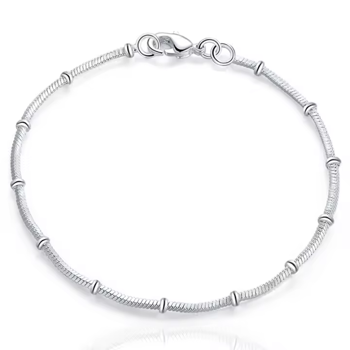Cadena de serpiente de plata de ley 925, pulsera de 20cm, joyería de moda - 1