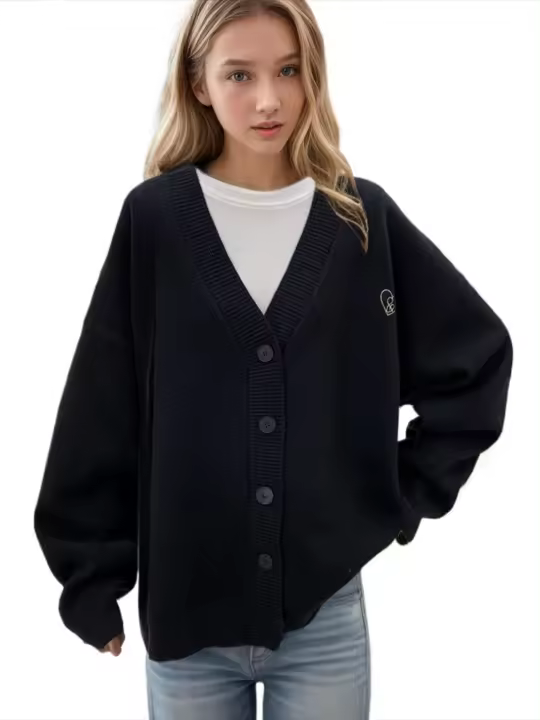 Suéter de punto con cuello en V para mujer, informal, ropa de abrigo, 2024 - 1