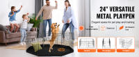 SucceBuy Corralito para perros de 8 paneles de 24 pulgadas de alto, bolígrafo plegable de metal para ejercicios para mascotas con almohadilla inferior y estacas de tierra, valla para cachorros para uso en interiores y exteriores, perrera para mascotas peq - details 0