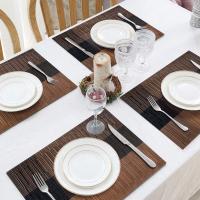 Mesa de vinilo tejida, estera aislante de PVC y bambú, adecuada para mesa de cocina, 8 unidades por grupo - details 5
