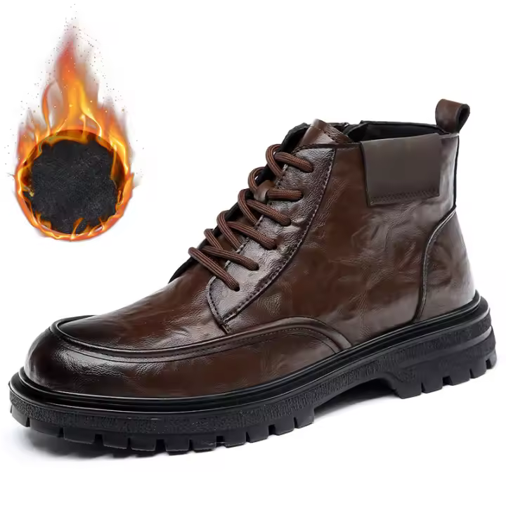 Nuevos y versátiles zapatos de cuero de terciopelo de caña alta botas cortas de moda - 1