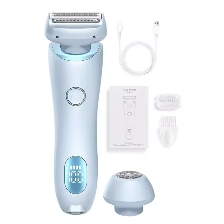 Maquinillas de afeitar eléctricas para mujer, recortador de Bikini 2 en 1, afeitadoras faciales, depilación para axilas, piernas, cuerpo de mujer, resistente al agua IPX7 - 1