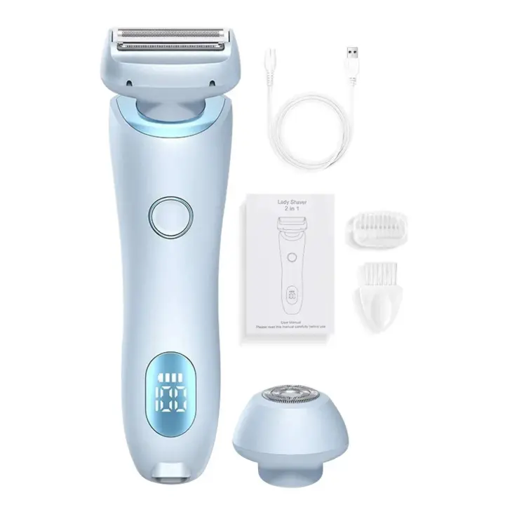 Maquinillas de afeitar eléctricas para mujer, recortador de Bikini 2 en 1, afeitadoras faciales, depilación para axilas, piernas, cuerpo de mujer, resistente al agua IPX7 - 1