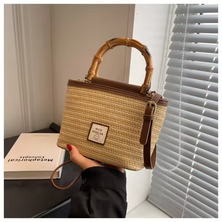 Bolso Cruzado de Verano 2025 Bolso de Mano Tejido de Paja para Mujeres - 1