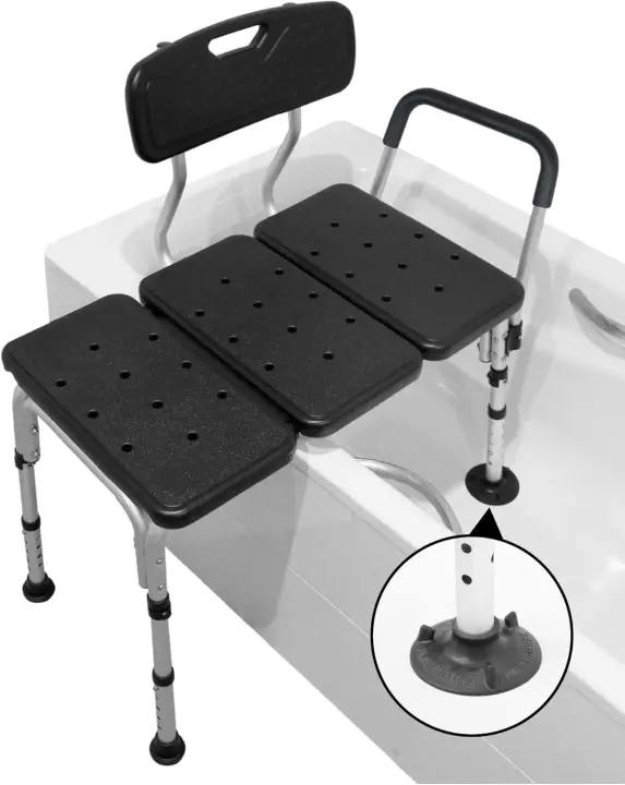 Asiento Bañera Adulto con Asa Acolchada, Silla Personas Mayores, Banco Transferencia, Taburete Antideslizante, Blanco - 1
