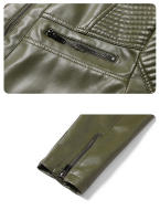 Chaqueta de cuero con cuello alto para hombre, Tops Retro a prueba de viento a la moda, abrigos informales transpirables y cómodos, color sólido, otoño e invierno - details 6