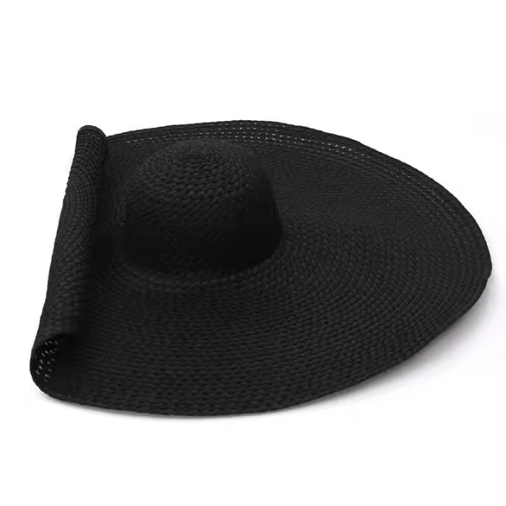 Sombrero de paja de verano con protección UV para mujer, sombrero grande para viajes al aire libre, sol, 25CM - 1