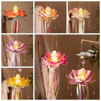 Linternas de flores de loto DIY, paquete de Material brillante, linterna de loto de conejo, linterna luminosa hecha a mano para Festival del Medio Otoño - details 4
