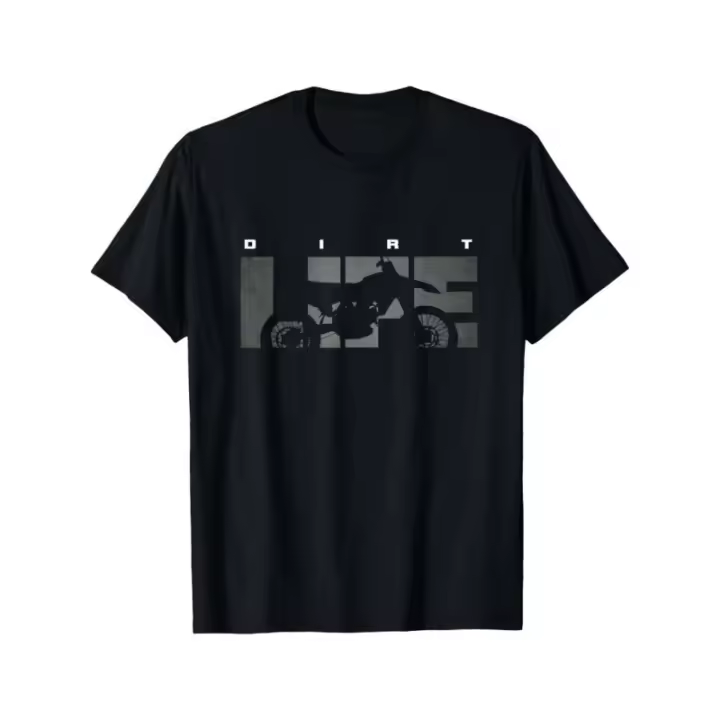 "Camiseta de motocross Dirt Bike para hombre" - Camiseta de algodón negra, perfecta para entusiastas del todoterreno y fanáticos del motocross - 1