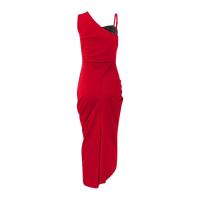 Vestido de noche con cuentas para mujer, abertura plisada, un solo hombro, europeo y americano, a la moda - details 9