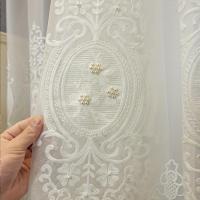 Cortinas de dormitorio, 2 piezas, cortina decorativa bordada para sala de estar, blanco - details 9