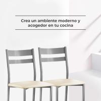 Dos Sillas de Cocina Respaldo Franjas Beige - details 5