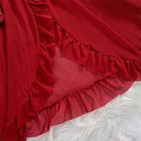 Pijama de malla sin espalda con cuello en V profundo para mujer, lencería roja Sexy, camisón transparente para dormir - details 8