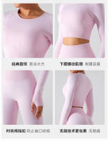 Nueva camiseta deportiva sin costuras de manga larga para mujer, Top de Yoga de secado rápido, ropa ajustada para correr y Fitness - details 3