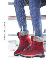 Algodón para el invierno del norte, botas de nieve cálidas y de suela gruesa con forro polar añadido, zapatos altos de cuero para mujer en tallas 35-42 - details 12