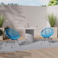 Conjunto de 2 Sillas Jardín Exterior Estilo Acapulco, Conjunto Sillas Terraza de Acero, Resistente a Intemperie, Hilos de Polietileno y Topes en Patas, Hasta 120kg, Interior/Exterior - negro - details 23