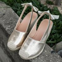 Patrón de piel de serpiente europea y americana, sandalias de cáñamo con tacón de cuña, bolsa de verano para mujer, sandalias vacías traseras de cabeza, zapatos de mujer de tacón alto de gran tamaño - details 2