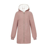 Suéter de lana con chaqueta de lana de cordero con capucha y cremallera para mujer - details 26