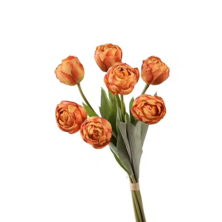 Ramas de tulipán artificiales de 7 cabezas, flor de tulipán de seda hecha a mano de tacto Real, flores falsas realistas, decoración del banquete de boda - 1