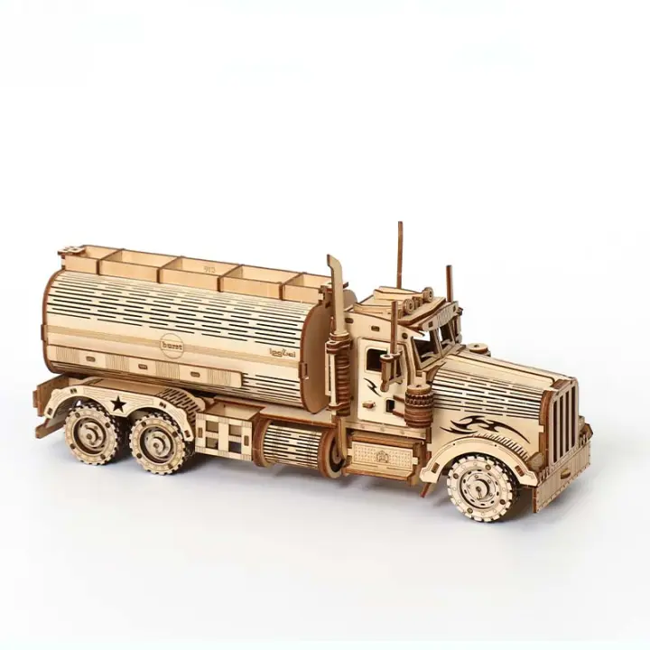 juguetes de rompecabezas de madera 3D para niños y adultos, juguete de montaje de coche de tanque móvil, Kits de bloques de - 1
