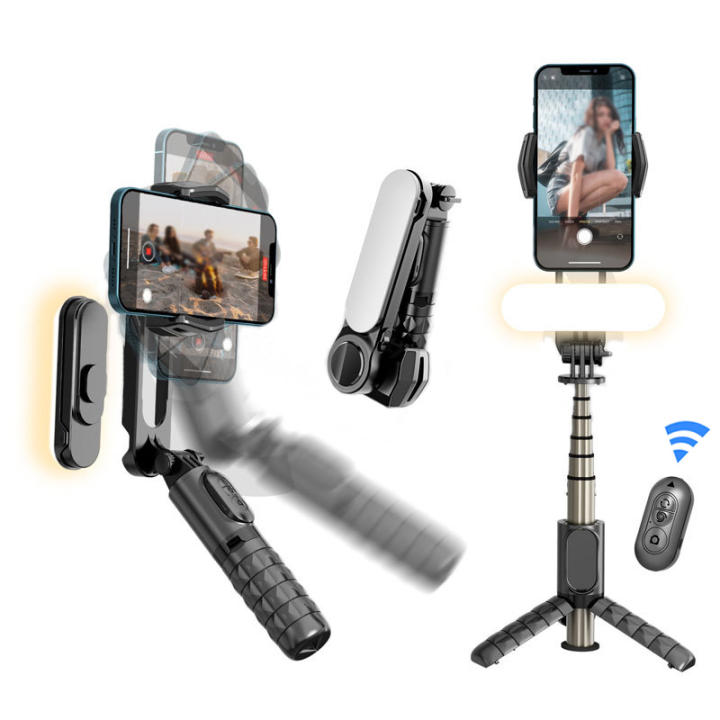 SOMETUBE Soporte de Gimbal Estabilizador para Teléfono Móvil y Selfie con Luz de Relleno Accionador Manual Bluetooth Tripod Gimbal para Deporte y Fotografía