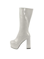 Botas de longitud media para mujer, con plataforma impermeable, tacón grueso, cremallera lateral, botas de moda de charol, Otoño/Invierno 2025 - details 11