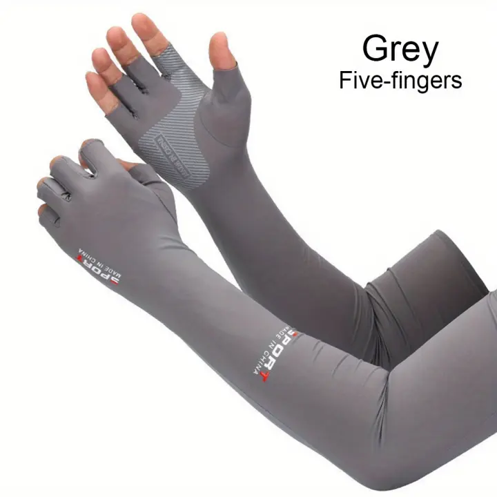 1 par de mangas de refrigeración para brazos para hombres y mujeres - Tejido no tejido de poliamida, protección solar UV, lavable a máquina, cierre de tirar para deportes, correr, al aire libre, pesca, ciclismo, conducción - 1