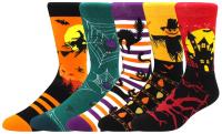 Calcetines de tubo medio para hombre y mujer, medias divertidas e informales, de algodón, coloridas, con diseño de animales de Halloween, 5 pares - details 14