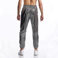 Pantalon décontracté para hombres, modo nouvelle, estampage à chaud, Harajuku, Hip Hop, fiesta de baile Disco, Streetwear, pantalon à cordon de serrage, boîte de nuit - details 8