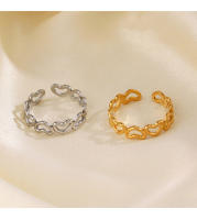 Wency-Anillos minimalistas de corazón hueco para mujer, sortija ajustable de acero inoxidable, joyería de fiesta, regalo 2024 - details 4