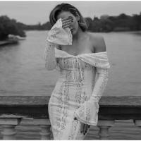 Vestido largo acampanado de manga larga con corte elegante, Vestidos ceñidos con hombros descubiertos y cordones para mujer, prendas de vestir para mujer 2025 - details 22