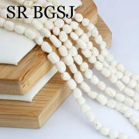 Gemas de Coral de bambú de mar blanco Natural, pequeñas, 4-5mm, cilindro Irregular, tambor, patata, cuentas espaciadoras sueltas, 15" - details 0