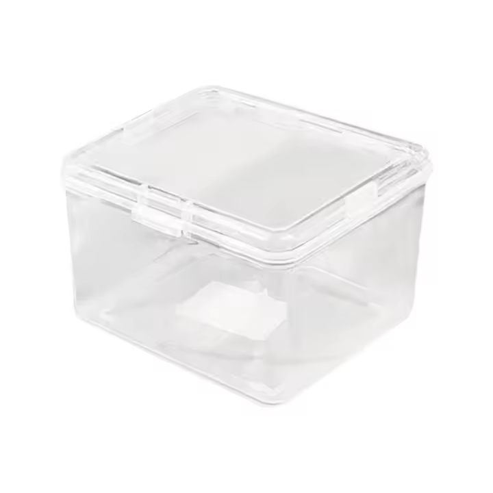 Caja de almacenamiento con tapa, contenedor de joyería de plástico, caja de colección de decoración de escritorio de forma Rectangular para almacenar joyas - 1